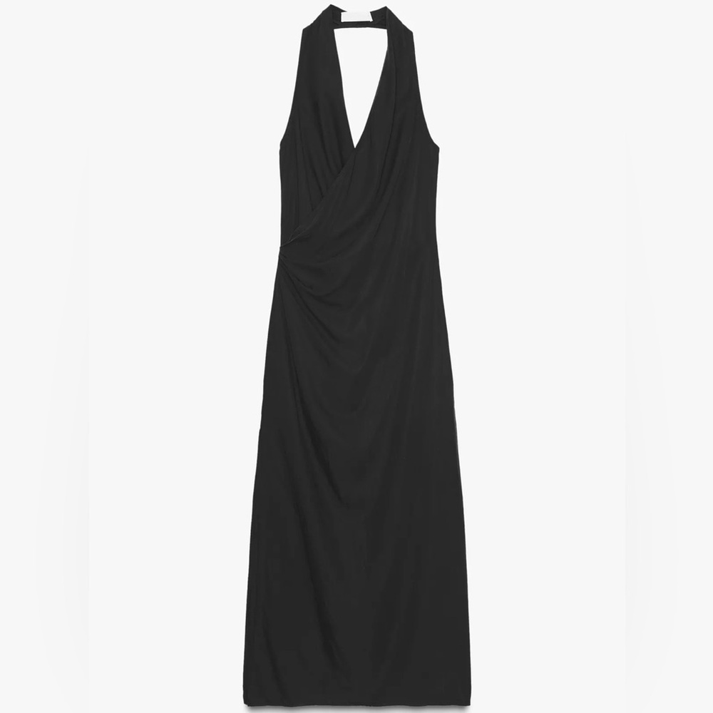 Zara halter neck flowy draped midi dress - Picture 4 of 6